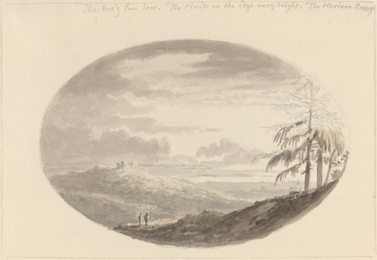Sunset over the Valley by Anthony Devis (British, 1729 - 1817), 16X12"(A3)Poster Print