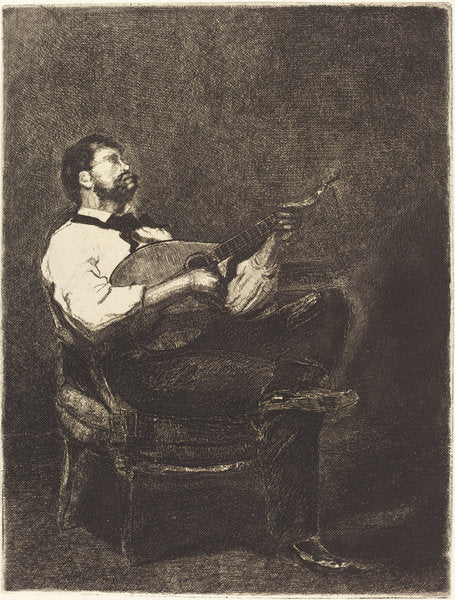 Guitar Player (Joueur de Guitare) by François Bonvin (French, 1817 - 1887), 16X12"(A3)Poster Print