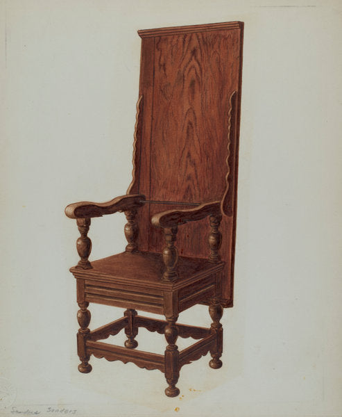 Jacobean Chair-table by William Sanders (American, active c. 1935), 16X12"(A3)Poster Print