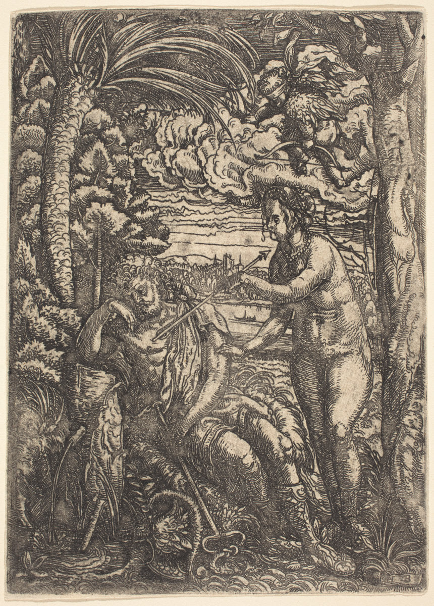 Mercury and Venus by Hans Burgkmair I (German, 1473 - 1531), 16X12"(A3)Poster Print