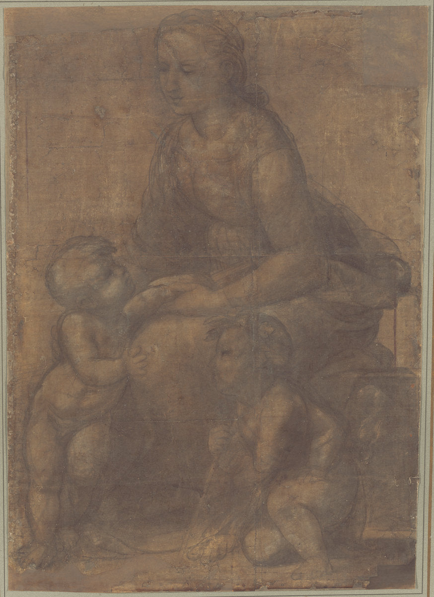 The Madonna and Child with Saint John the Baptist by Raphael (Marchigian, 1483 - 1520), 16X12"(A3)Poster Print