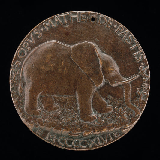 The Malatesta Elephant in a Meadow [reverse] by Matteo de' Pasti (Italian, c. 1420 - 1467/1468), 16X12"(A3)Poster Print