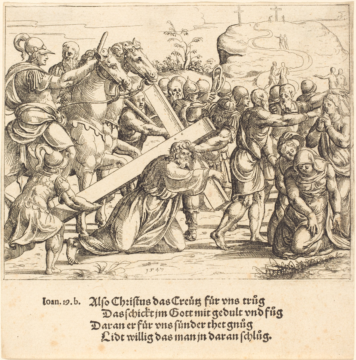 Christ Carrying the Cross by Augustin Hirschvogel (German, 1503 - 1553), 16X12"(A3)Poster Print