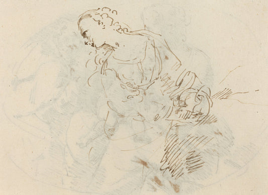 Female Figure (Penitent Magdalene?) [verso] by Attributed to Donato Creti (Bolognese, 1671 - 1749), 16X12"(A3)Poster Print