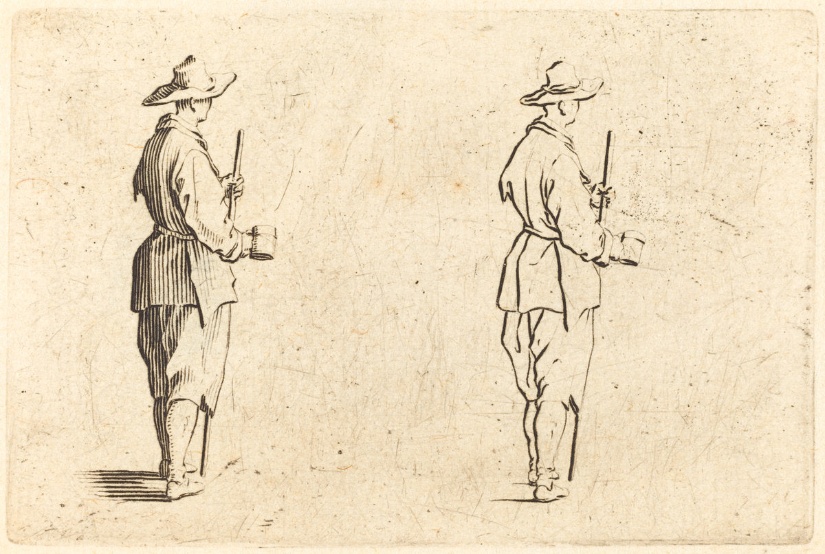 Peasant with a Cup by Jacques Callot (French, 1592 - 1635), 16X12"(A3)Poster Print