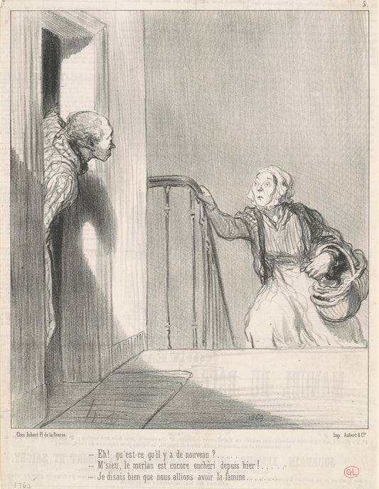 Eh! Qu'est-ce qu'il y a de nouveau? ... by Honoré Daumier (French, 1808 - 1879), 16X12"(A3)Poster Print