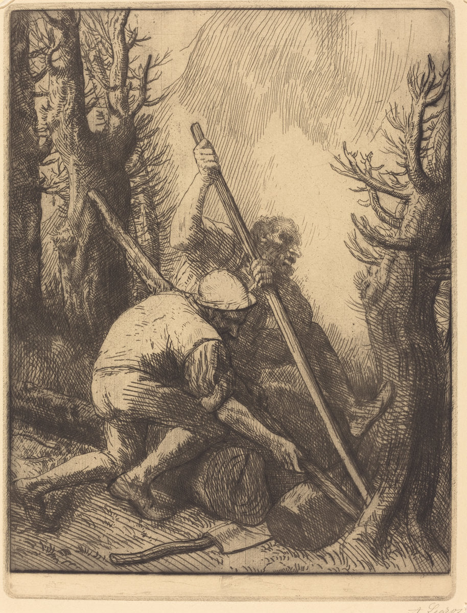 Woodcutters, 3rd plate (Les bucherons) by Alphonse Legros (French, 1837 - 1911), 16X12"(A3)Poster Print