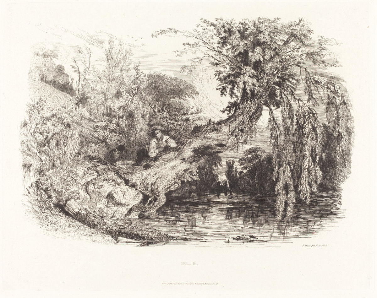 The Poacher by Paul Huet (French, 1803 - 1869), 16X12"(A3)Poster Print