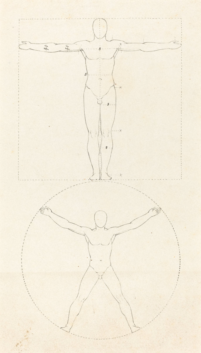 Circle and Square of the Human Figure by George Scharf after John Flaxman (German, 1788 - 1860), 16X12"(A3)Poster Print