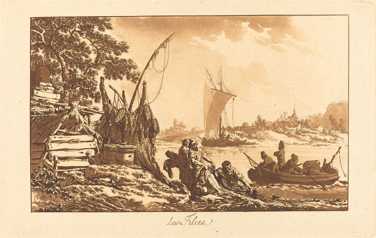 Les filets by Jean-Baptiste Le Prince (French, 1734 - 1781), 16X12"(A3)Poster Print