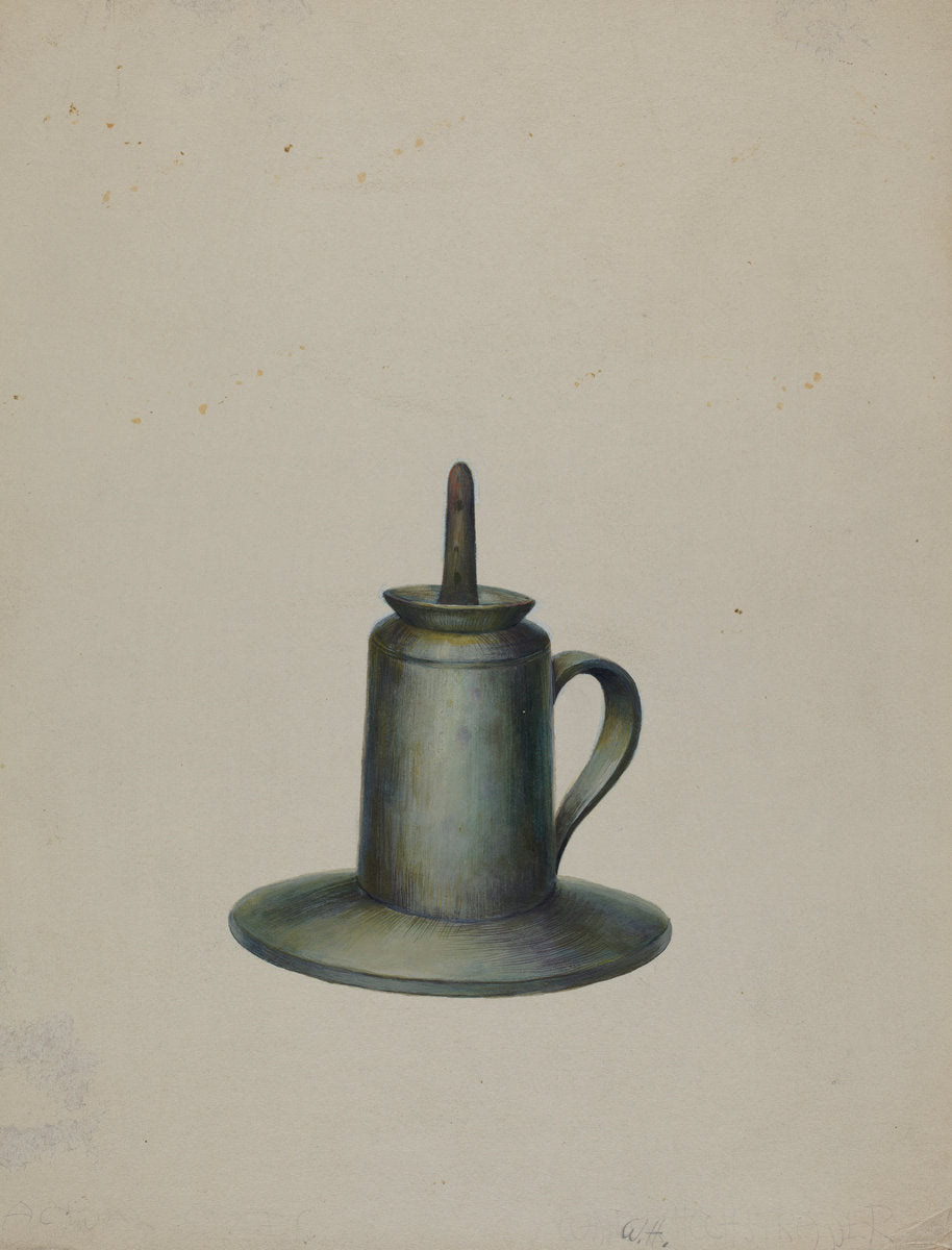 Pewter Oil Lamp by Walter Hochstrasser (American, active c. 1935), 16X12"(A3)Poster Print