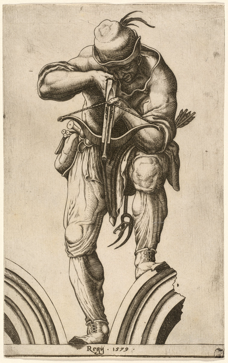 An Archer Shooting a Crossbow by Attributed to Cherubino Alberti (formerly Cornelis Cort) after Lelio Orsi (Roman, 1553 - 1615), 16X12"(A3)Poster Print