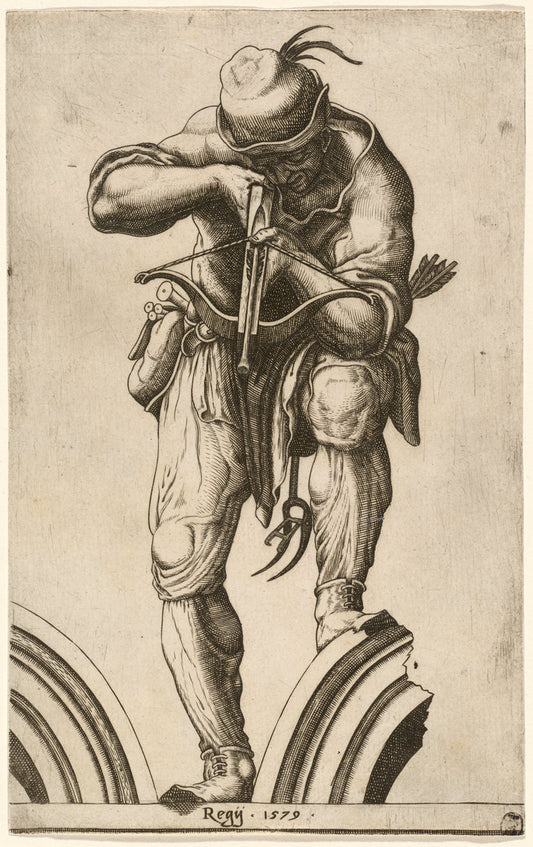 An Archer Shooting a Crossbow by Attributed to Cherubino Alberti (formerly Cornelis Cort) after Lelio Orsi (Roman, 1553 - 1615), 16X12"(A3)Poster Print