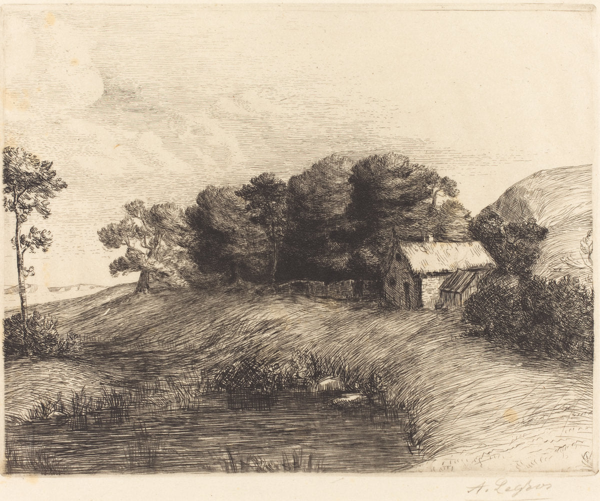 Landscape with Pond (Le paysage a la mare) by Alphonse Legros (French, 1837 - 1911), 16X12"(A3)Poster Print