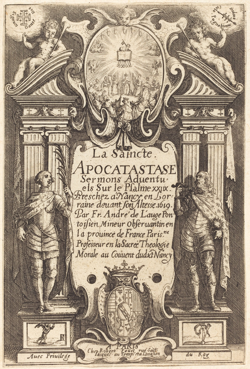 Frontispiece of the Holy Apocatastase by Jacques Callot (French, 1592 - 1635), 16X12"(A3)Poster Print