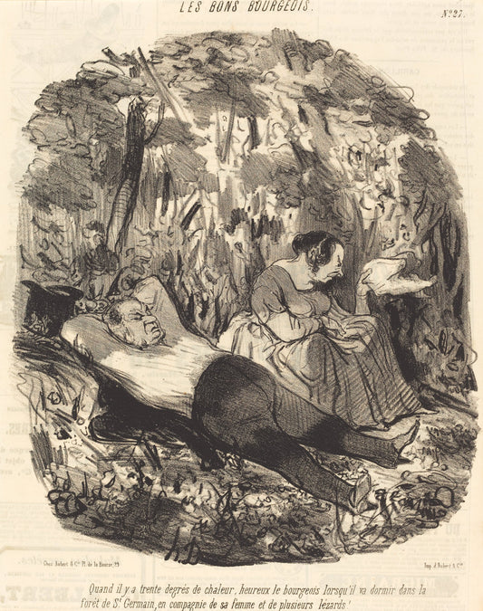 Quand il y a trente degrés de chaleur... by Honoré Daumier (French, 1808 - 1879), 16X12"(A3)Poster Print