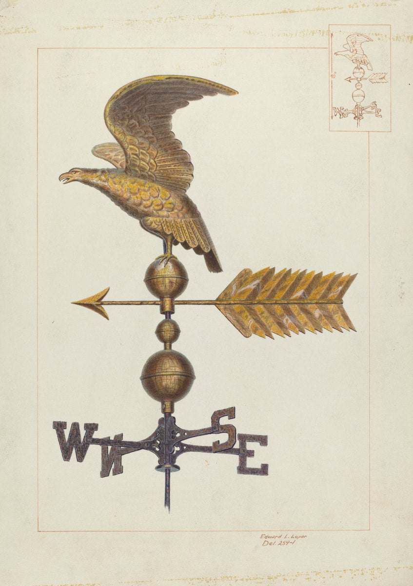 Eagle Weather Vane by Edward L. Loper (American, born 1916), 16X12"(A3)Poster Print
