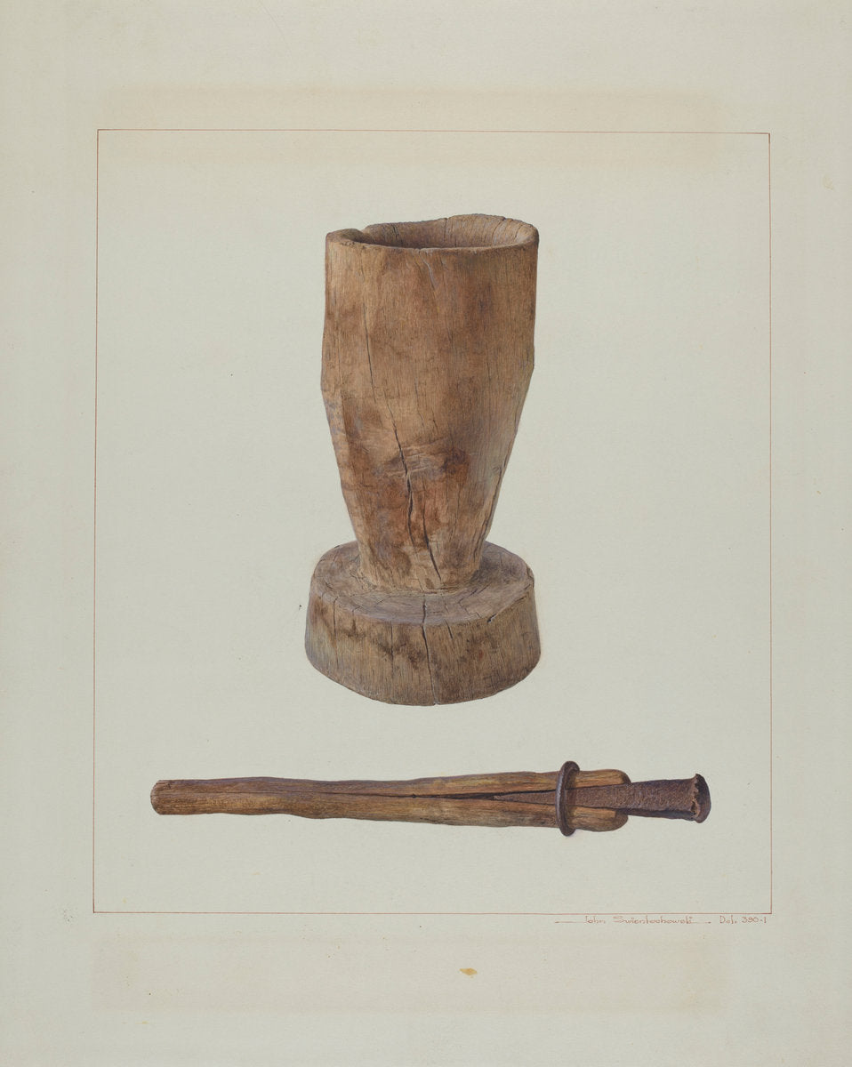 Pestle and Mortar by John Swientochowski (American, active c. 1935), 16X12"(A3)Poster Print