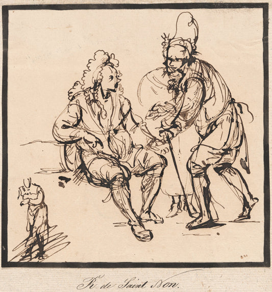 A Gardener and a Gentleman by Jean-Claude-Richard, Abbé de Saint-Non (French, 1727 - 1791), 16X12"(A3)Poster Print