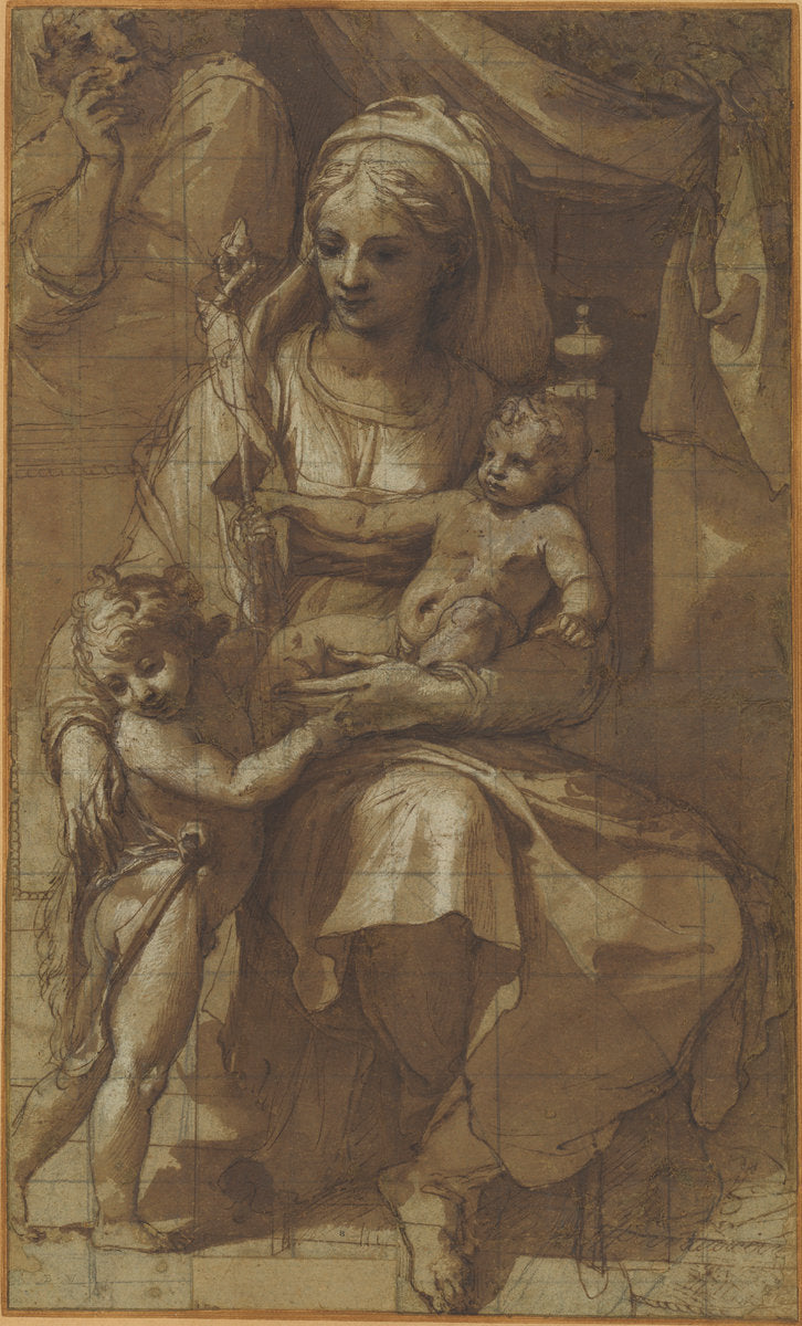The Holy Family with the Infant John the Baptist by Pellegrino Tibaldi (Italian, 1527 - 1596), 16X12"(A3)Poster Print
