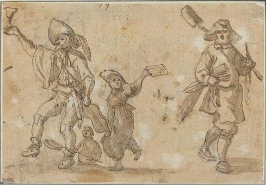 Three Revelers and a Gardner by Sebastian Vrancx (Flemish, 1573 - 1647), 16X12"(A3)Poster Print