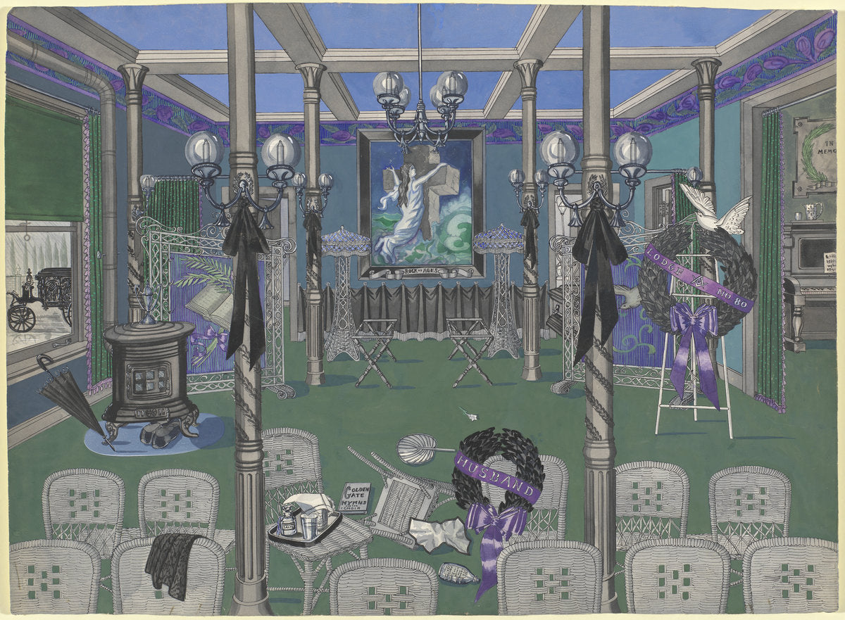 Funeral Parlor, 1895-1920 by Perkins Harnly (American, 1901 - 1986), 16X12"(A3)Poster Print