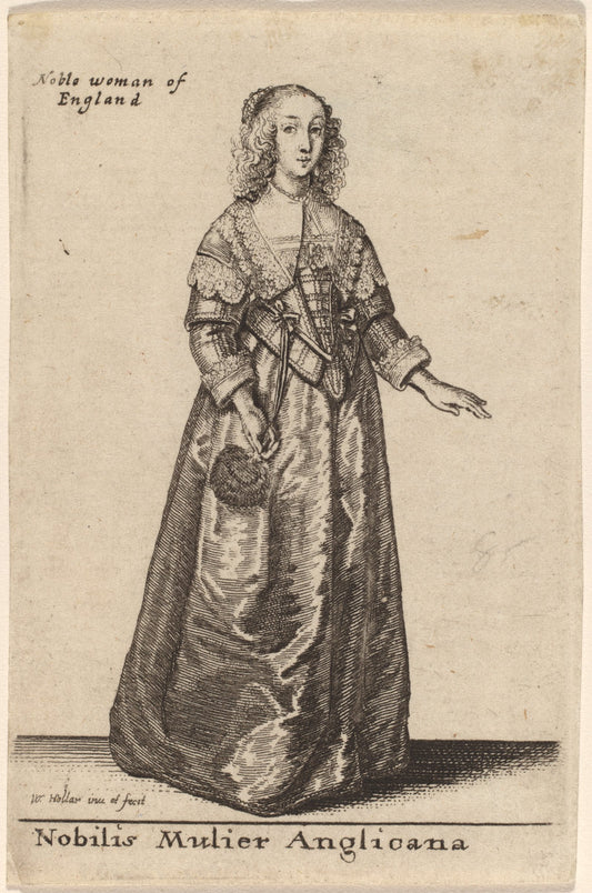 Nobilis Mulier Anglicana by Wenceslaus Hollar (Bohemian, 1607 - 1677), 16X12"(A3)Poster Print