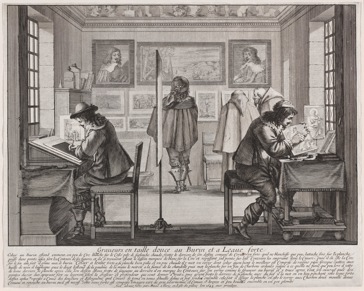 Engravers by Abraham Bosse (French, 1602 - 1676), 16X12"(A3)Poster Print