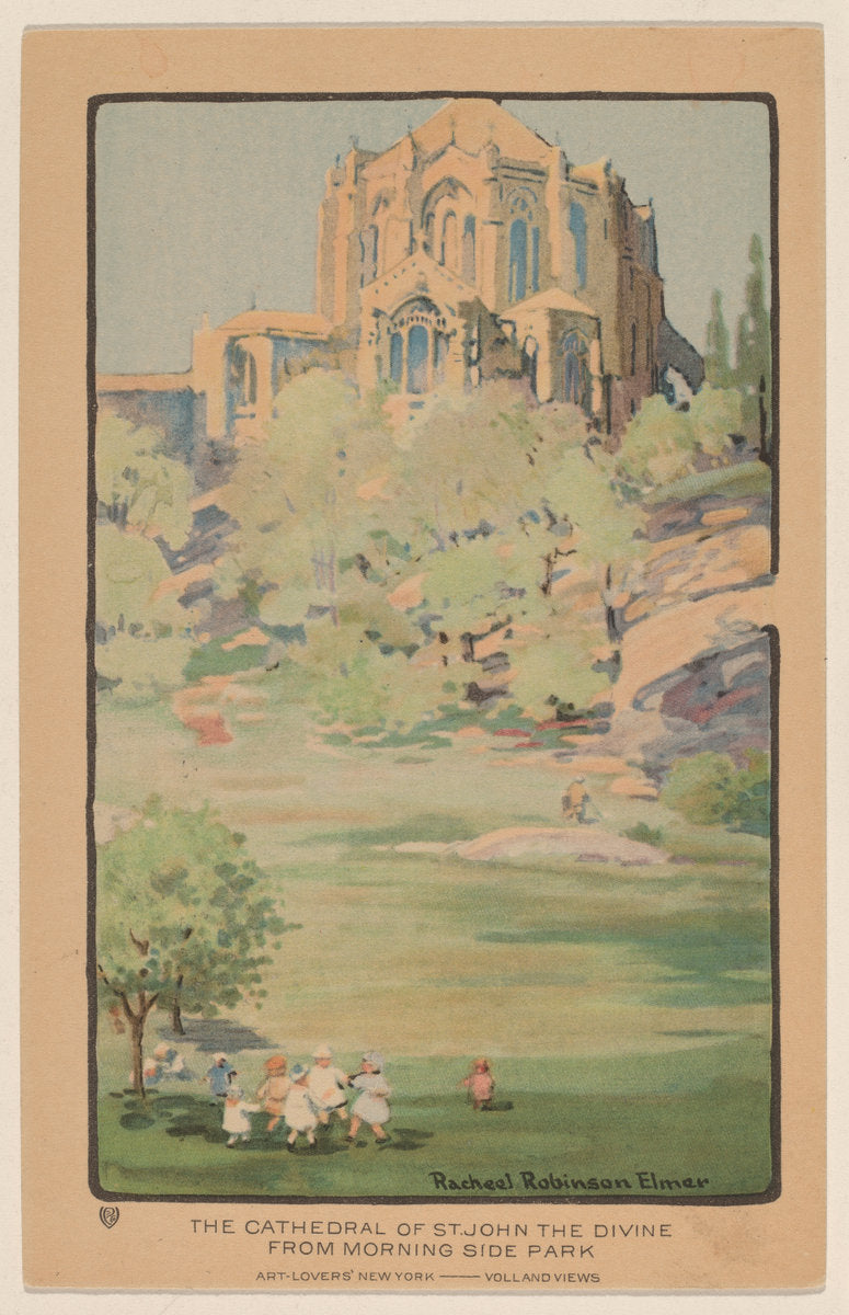 The Cathedral of St. John the Divine from Morningside Park by Rachael Robinson Elmer (American, 1878 - 1919), 16X12"(A3)Poster Print