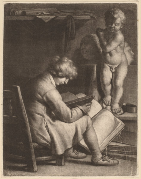 Young Man with a Statue of Cupid by Wallerant Vaillant (Flemish, 1623 - 1677), 16X12"(A3)Poster Print