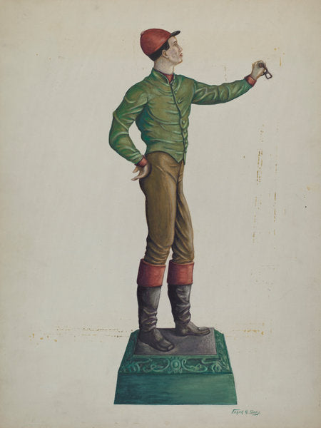Cast Iron Jockey Hitching Post by Frank Gray (American, active c. 1935), 16X12"(A3)Poster Print