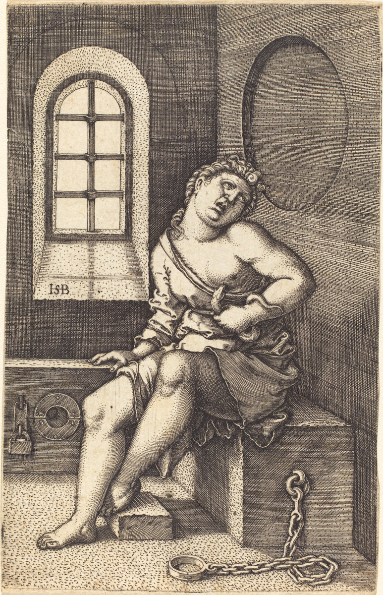 Cleopatra Seated by Sebald Beham (German, 1500 - 1550), 16X12"(A3)Poster Print