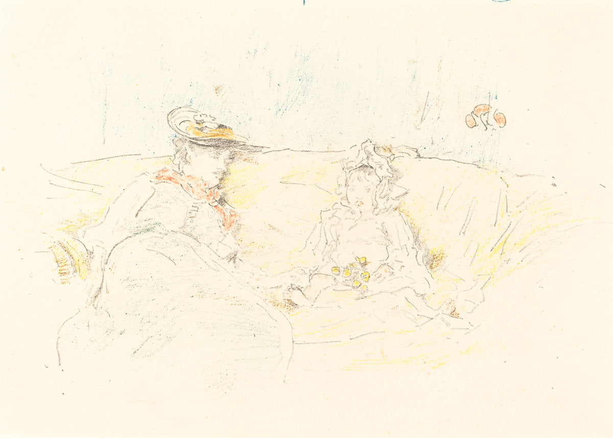 Lady and Child by James McNeill Whistler (American, 1834 - 1903), 16X12"(A3)Poster Print