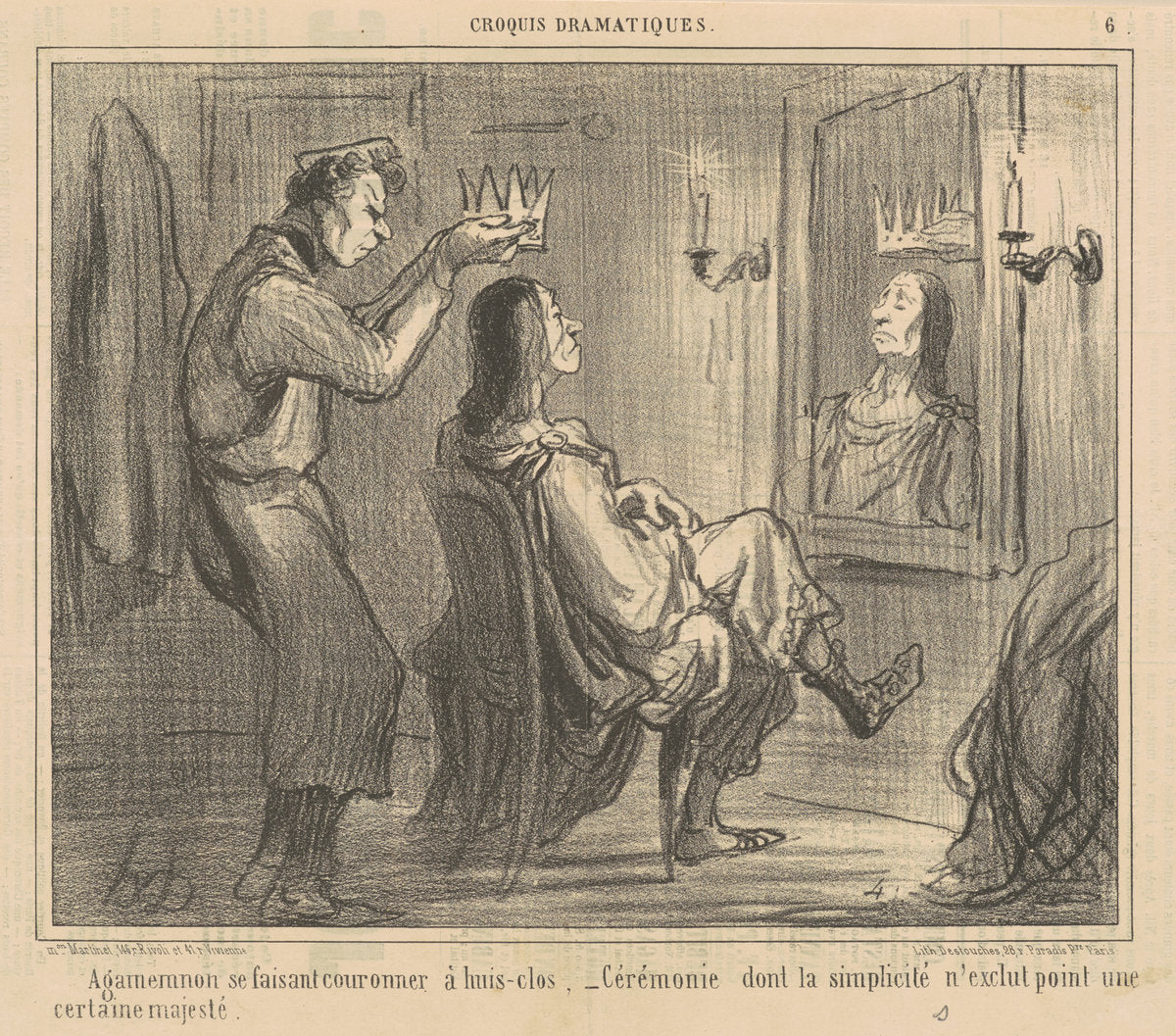 Agamemnon se fiasant couronner a huis-clos by Honoré Daumier (French, 1808 - 1879), 16X12"(A3)Poster Print