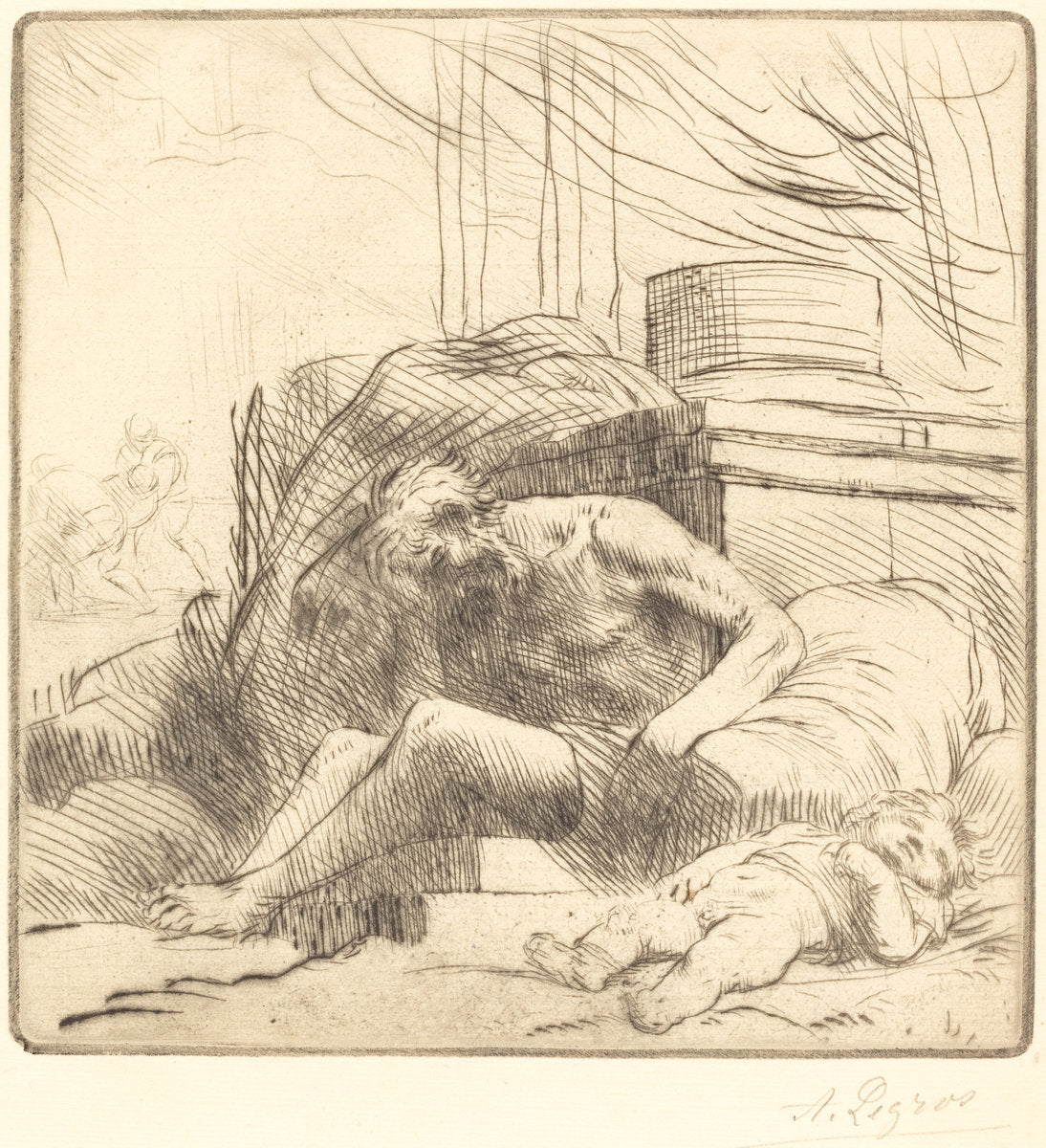 Victim of a Fire (Victime d'un incendie) by Alphonse Legros (French, 1837 - 1911), 16X12"(A3)Poster Print