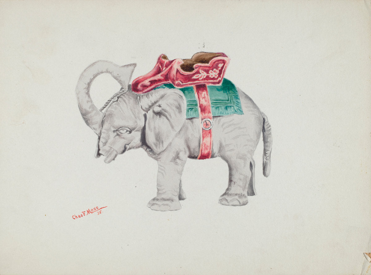 Bank: Elephant by Charles Moss (American, active c. 1935), 16X12"(A3)Poster Print