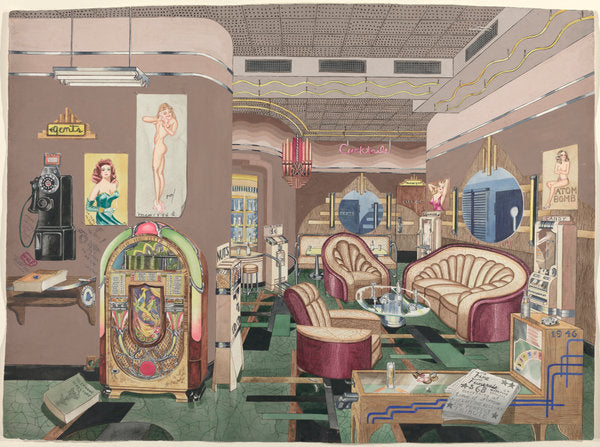 Cocktail Lounge, 1946 by Perkins Harnly (American, 1901 - 1986), 16X12"(A3)Poster Print