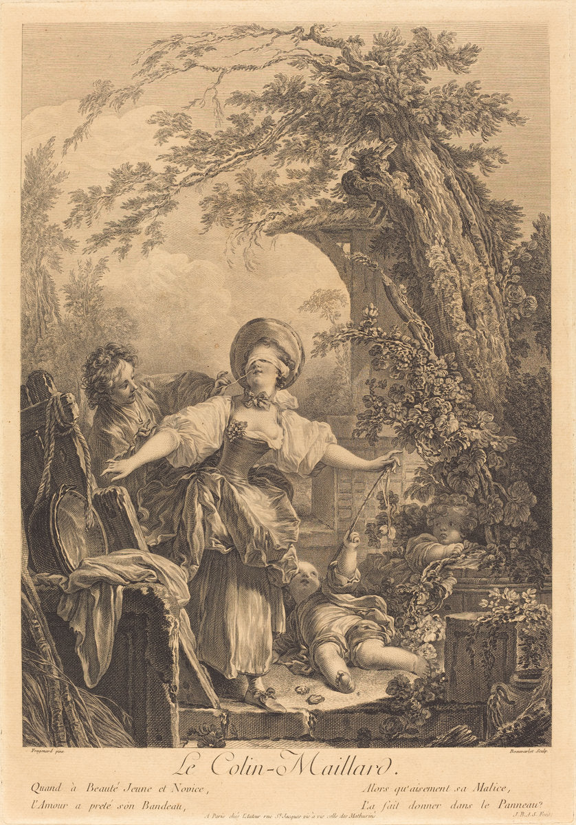 Colin Maillard by Jacques-Firmin Beauvarlet after Jean-Honoré Fragonard (French, 1731 - 1797), 16X12"(A3)Poster Print
