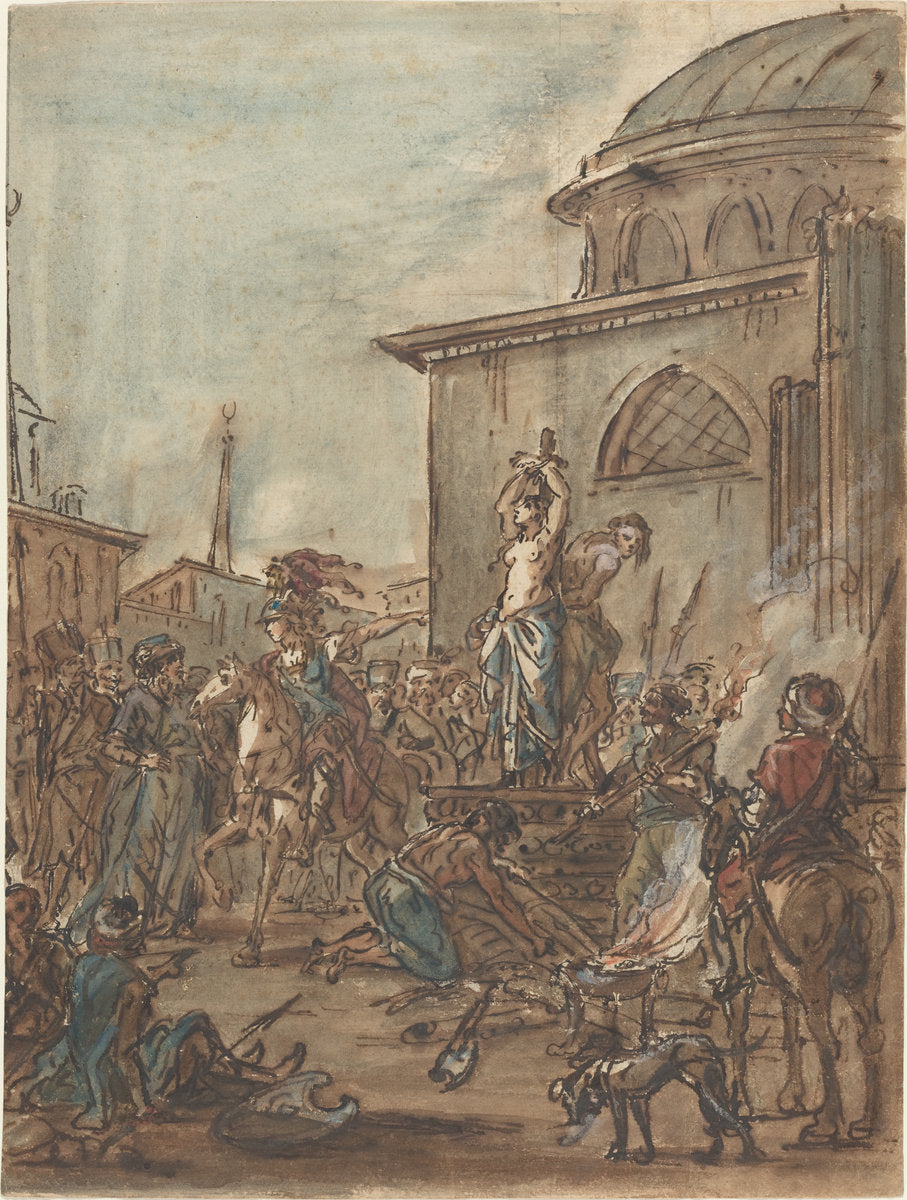 Olindo and Sophronia Saved by Clorinda by Jean Pierre Norblin (French, 1745 - 1830), 16X12"(A3)Poster Print