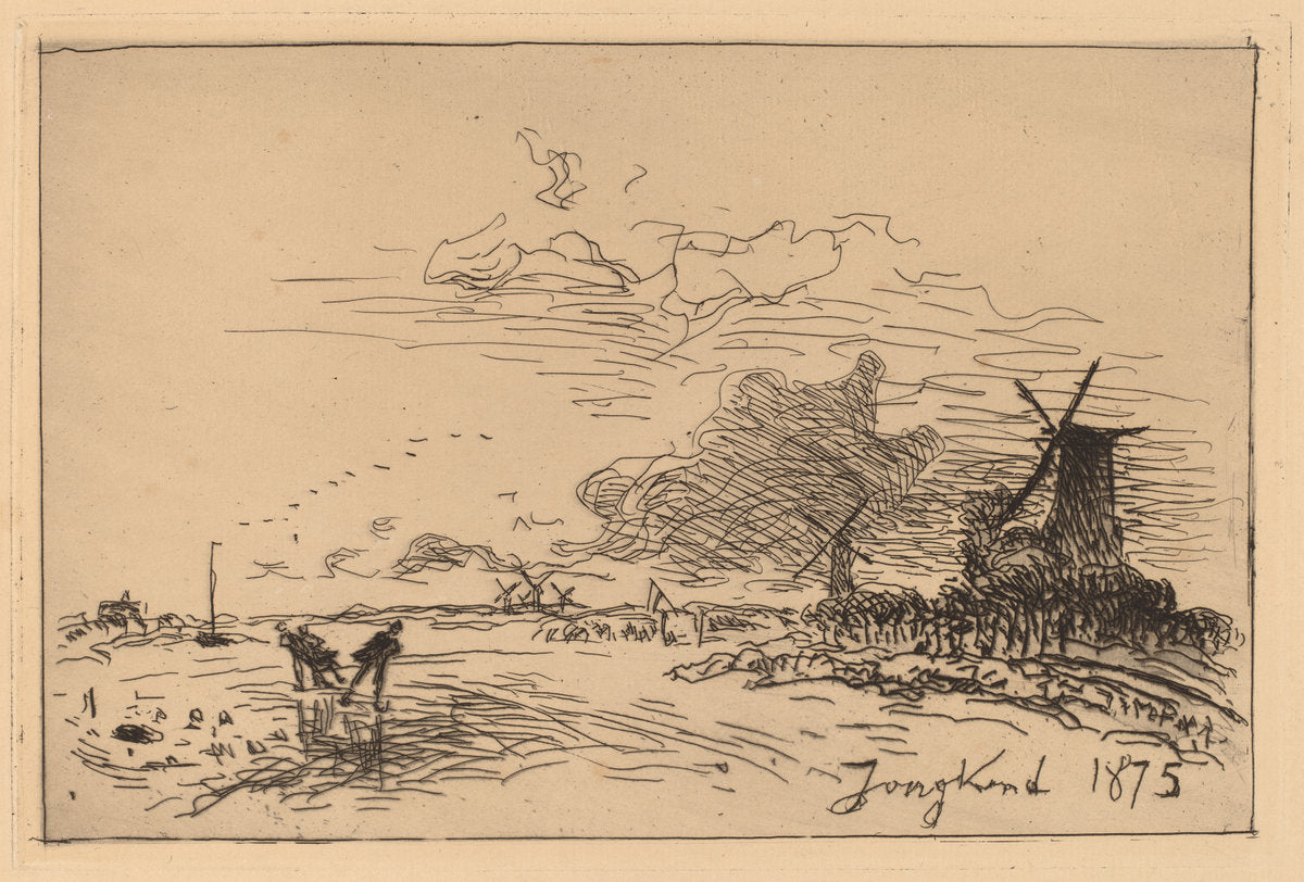 Holland Canal, near Rotterdam (Canal de Hollande, pres de Rotterdam (Hiver)) by Johan Barthold Jongkind (Dutch, 1819 - 1891), 16X12"(A3)Poster Print