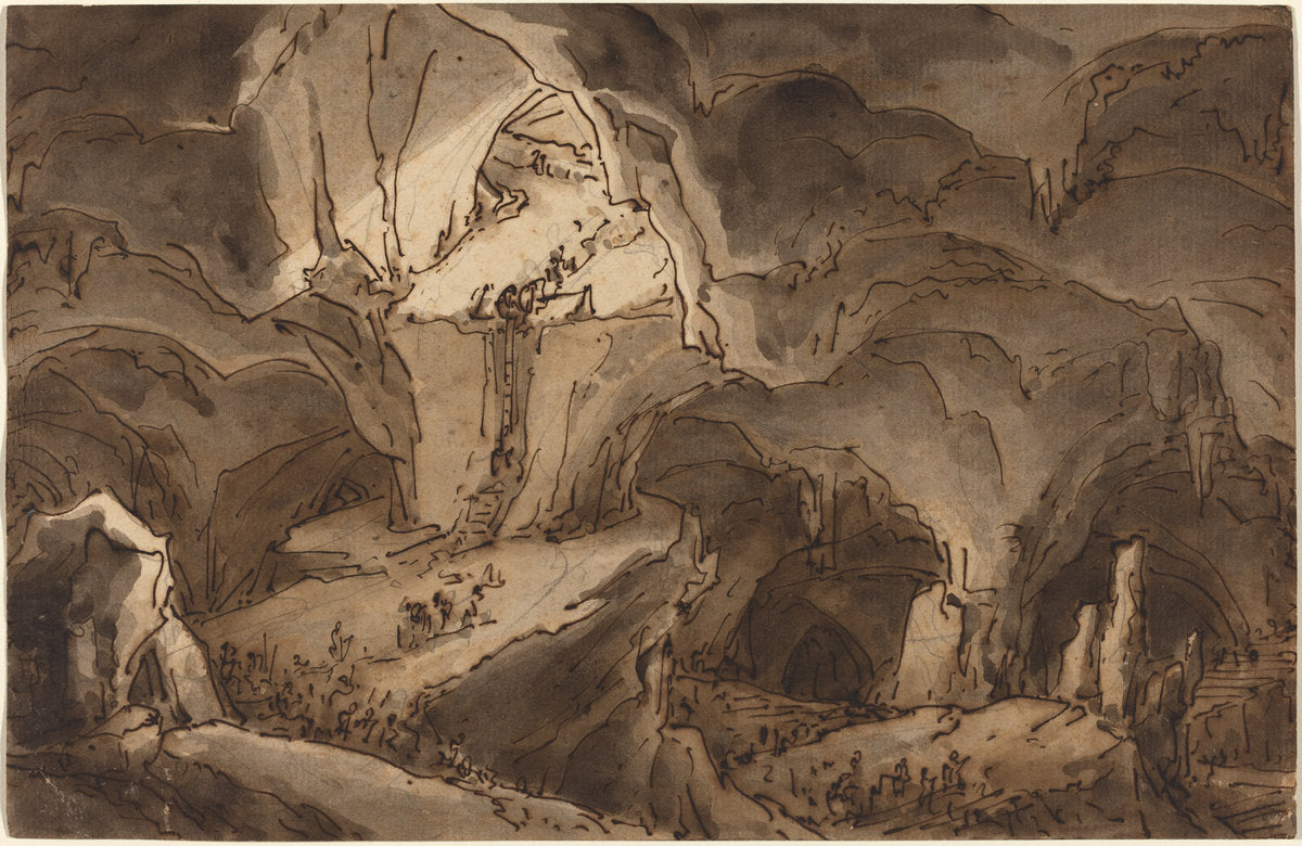 Entrance to the Bowels of the Earth by Antonio Basoli (Italian, 1774 - 1848), 16X12"(A3)Poster Print