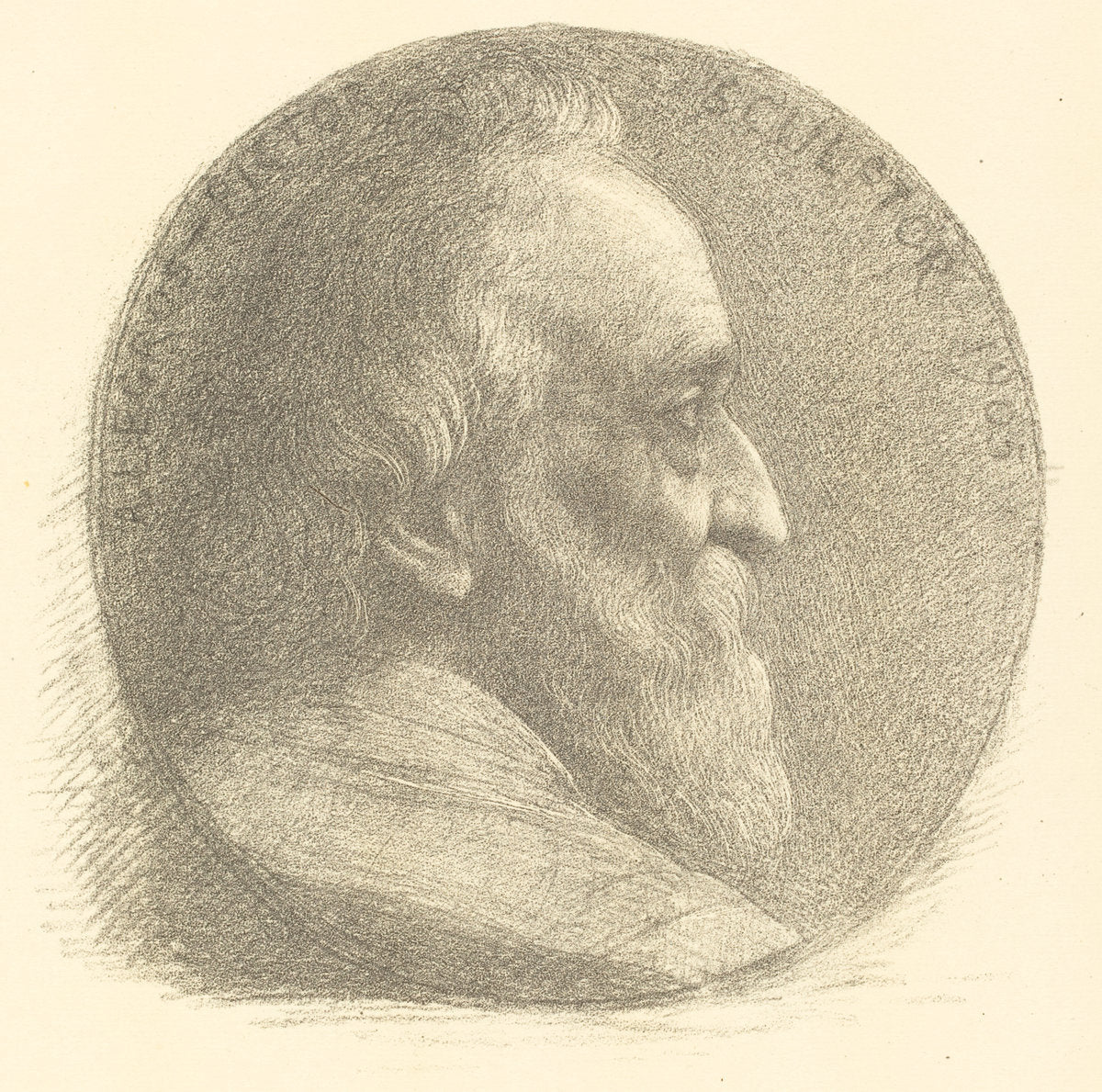 Self-Portrait, Medallion, No.1, 9th plate by Alphonse Legros (French, 1837 - 1911), 16X12"(A3)Poster Print