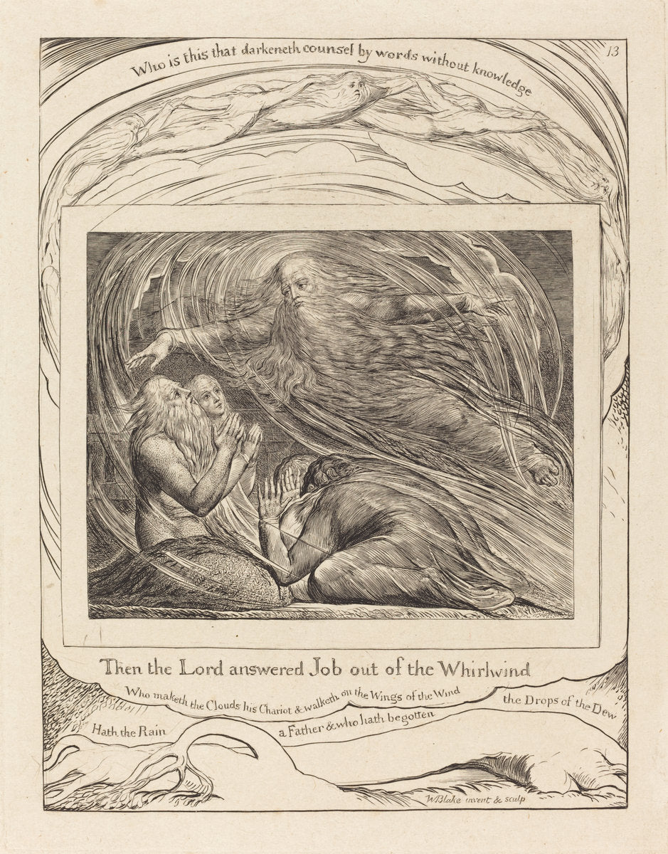 The Lord Answering Job out of the Whirlwind by William Blake (British, 1757 - 1827), 16X12"(A3)Poster Print