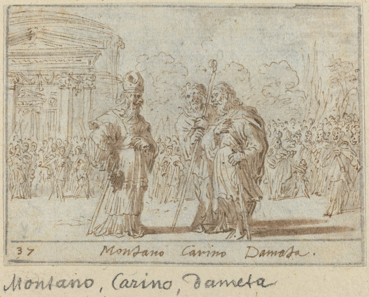 Montano, Carino and Dameta by Johann Wilhelm Baur (German, 1607 - 1641), 16X12"(A3)Poster Print