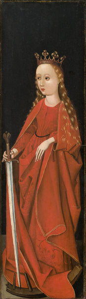 Saint Catherine [right wing exterior] by Master of the Starck Triptych (German, active c. 1480 - c. 1495), 16X12"(A3)Poster Print