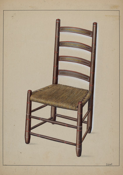 Ladder Back Chair by Adelaide Dyball (American, active c. 1935), 16X12"(A3)Poster Print