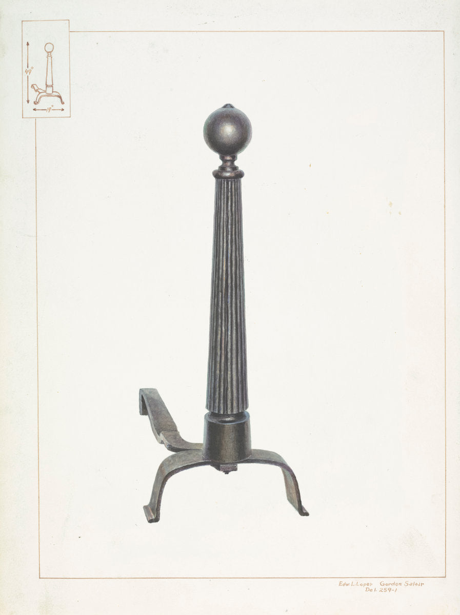 Large Andiron by Gordon Saltar and Edward L. Loper (American, born 1916), 16X12"(A3)Poster Print