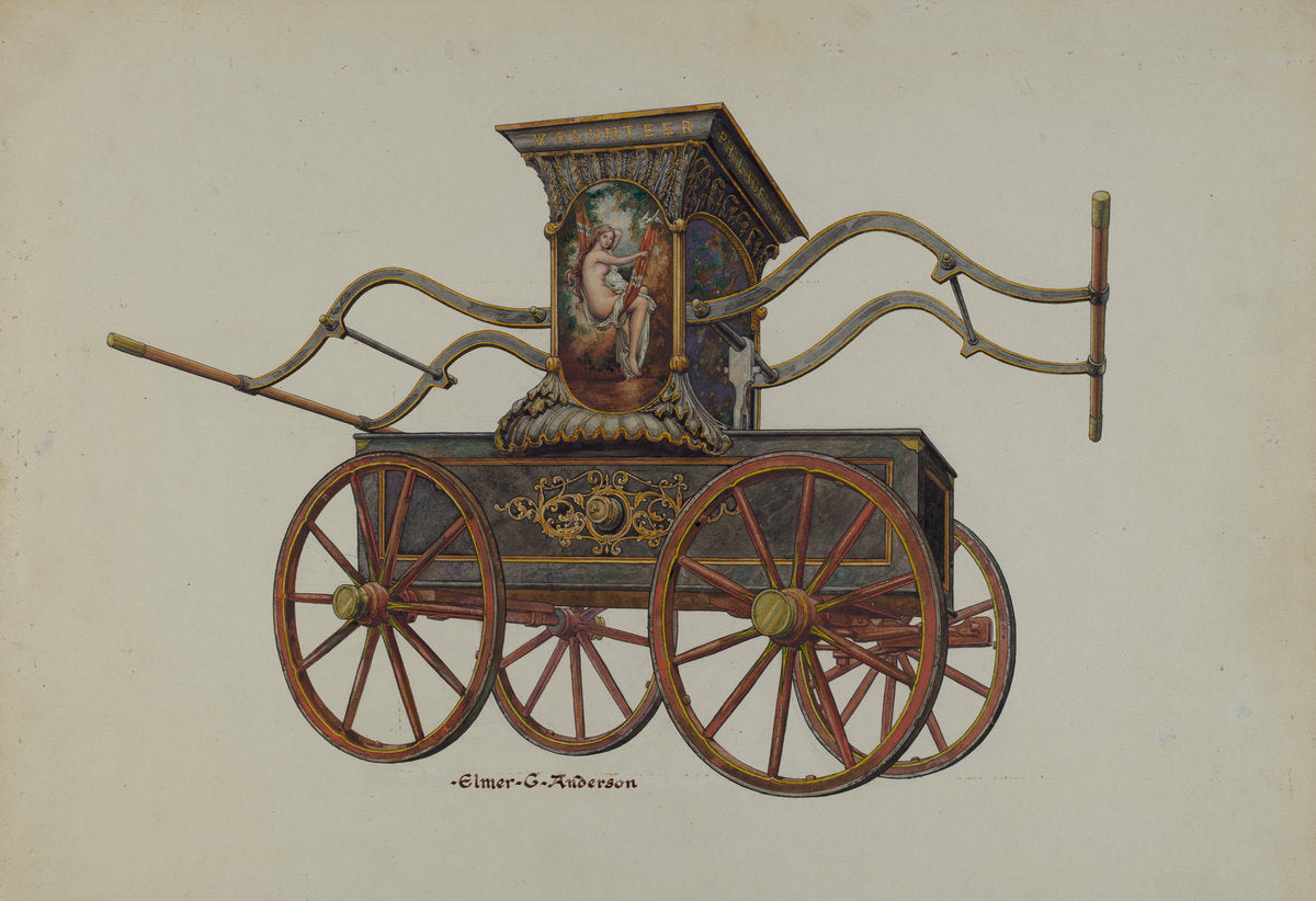 Fire Engine Pumper by Elmer G. Anderson (American, active c. 1935), 16X12"(A3)Poster Print