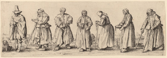 Men and Women Beggars by Wenceslaus Hollar after Jacques Callot (Bohemian, 1607 - 1677), 16X12"(A3)Poster Print