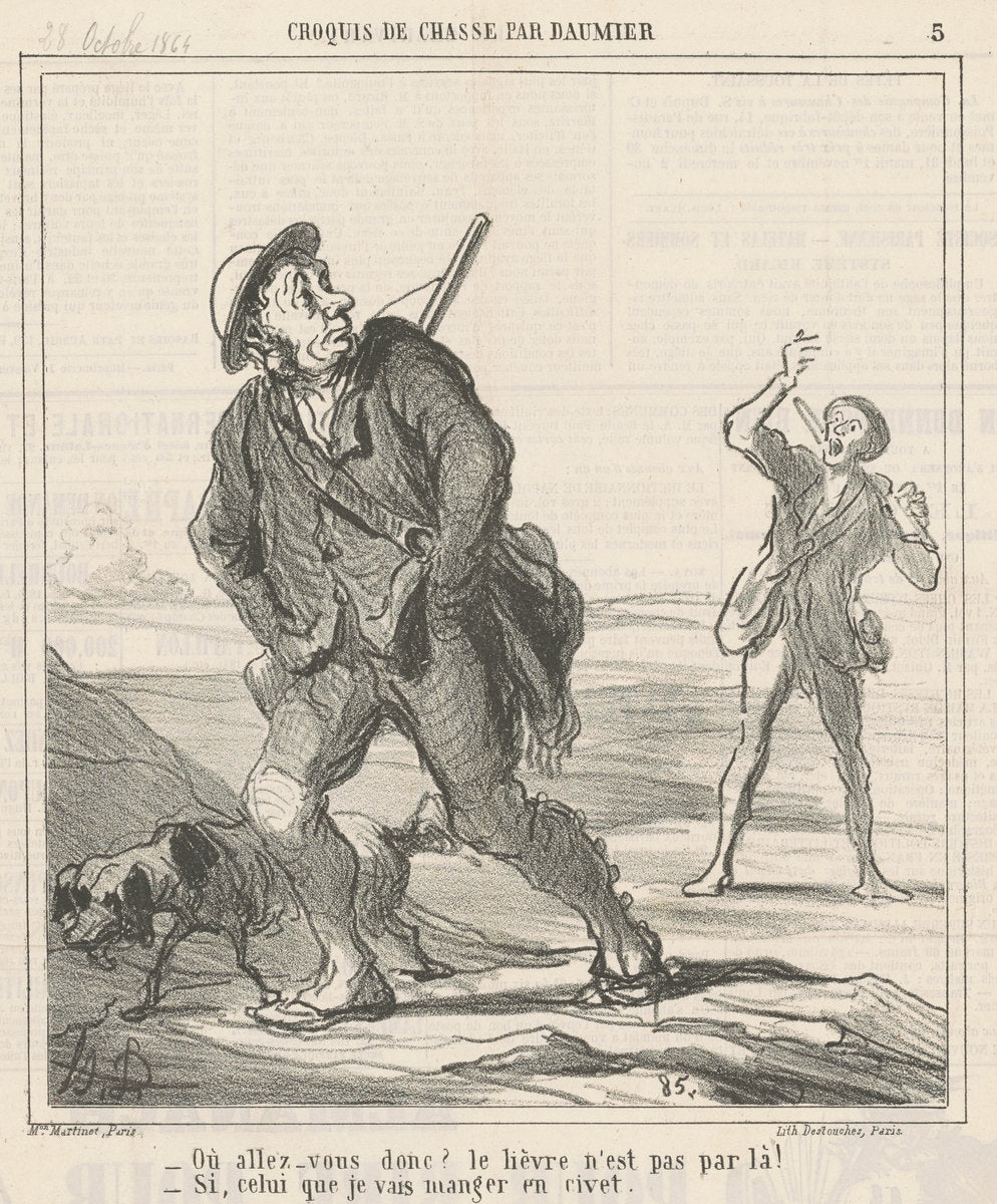 Ou allez-vous  donc? by Honoré Daumier (French, 1808 - 1879), 16X12"(A3)Poster Print